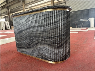 Black Wooden Marble Reception Desk Oval Table Tops