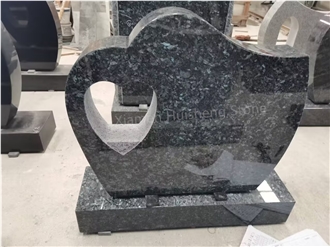 Blue Pearl  Granite Heart Hole  Headstone