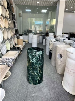 Luxury Polished Green Marble Pedestal Basins