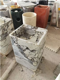 Natural  Marble Rectangular Pedestal Sink