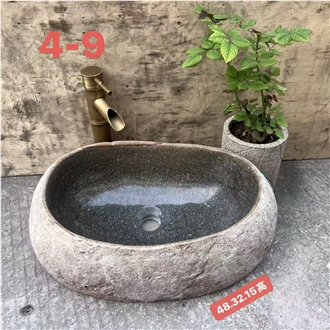Natural River Stone Sink With Unique Texture And Shape