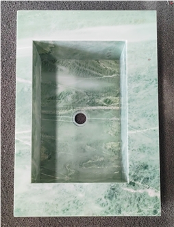 Haze Green Marble Integrated Sink Bathroom Unite