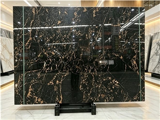 Polished Nero Portoro Gold Marble Slabs