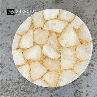 Custom Furniture White Crystal Solid Surface Table Tops