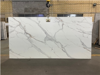3D Printed Calacatta White Quartz Slabs Full Body