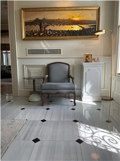 Marmara White Marble And Nero Marquina Marble Floor Tiles