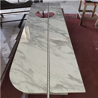 Volakas White Marble Residential Bath Tops For Apartment