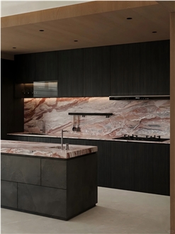 Arabescato Orobico Rosso Marble Kitchen Countertops Island Tops