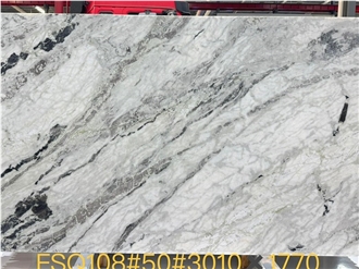 Cristallo Picasso White Black Veined Quartzite Slab Tiles