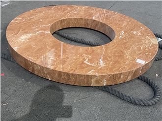 Customized Rosso Alicante Concentric Circle Table Top