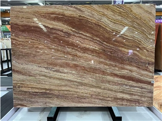 Natural Rainbow Red Travertine Slabs