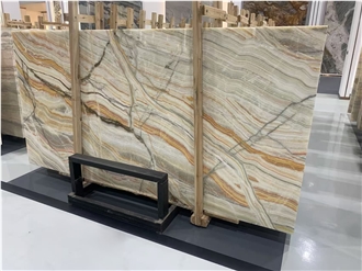 Honed Multicolor Rainbow Onyx Slabs For Walls And Floors
