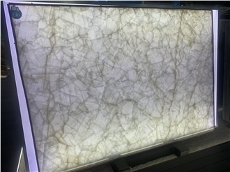 Polished Brazilian White Crystal Quartzite Slabs For Walls