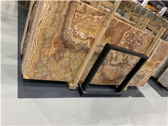 Polished Brown Persian Tiger Onyx Slabs For Walls And Floors