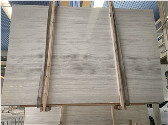 Polished Chinese White Wooden Marble Slabs For Walls