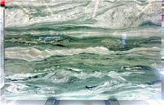 Polished Green Brazil Verde Vivo Quartzite Slabs For Walls