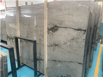 Polished Grey Turkish Silver River Marble Slabs For Floors