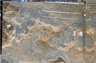 Polished Iranian Gold Blue Jade Onyx Slabs For Floors