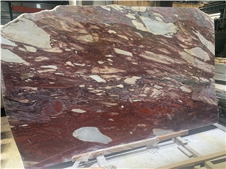 Polished Italian Red Breccia Violetta Marble Slabs For Walls
