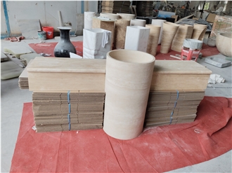 Light Beige Travertine Bathroom Sink Vanity Tops