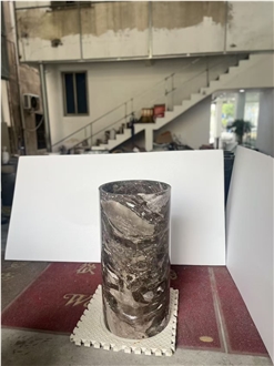 Polished Brown Marble Pedestal Basin For  Bathroom