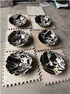 Wholesale Polished Round Bvlgari Black Marble Bathroom Wash Basins