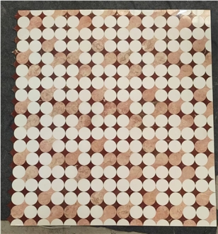Rosso Alicante Thassos White  Mosaic Tiles
