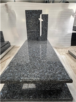 Blue Pearl Granite Cross Headstone