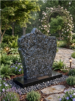 Blue Pearl Granite Heart Headstone