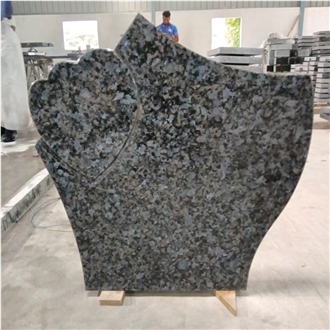 Blue Pearl Granite Heart Headstone