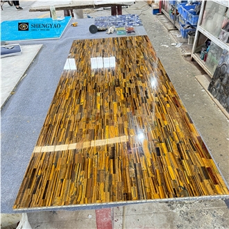 Custom Yellow Tiger Eye Stone Semiprecious Slabs
