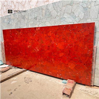 Luxury Feature Ruby Red Gemstone Slabs For Wall Decorative