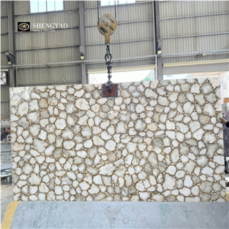 Luxury Translucent White Agate Gemstone Slabs For Flooring