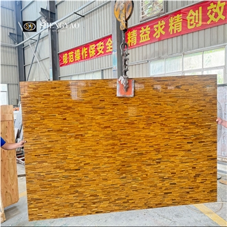 Tiger Eye Semiprecious Stone Panels Used For Wall