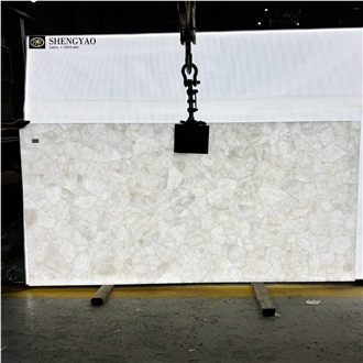 White Crystal Semi Precious Stone Panels Gemstone Tiles