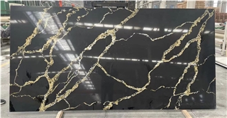 Calacatta Black Quartz Stone Engineered Slabs  Quartz Tiles