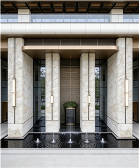 Bulgari Gold Marble Honeycomb Backed Wall Panels