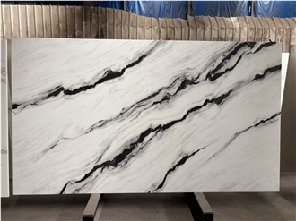 Nano Glass Panda White Calacatta Crystallized Stone Panels