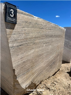 Iranian Silver White Titanium Travertine Blocks