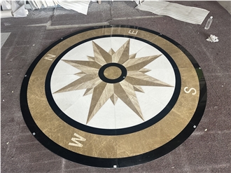 Compass Pattern Round Marble Medallion For Hotel Projects