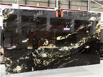 Modern Gold Silk Black Granite Slabs