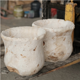 Onyx Stone Carved Flower Pots