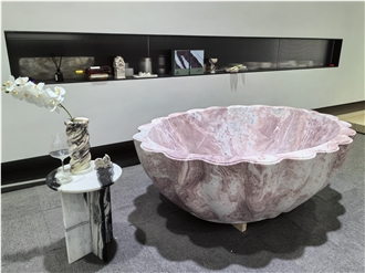 Freestanding Petals-Shaped  Marble Bathtub