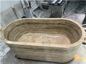 Silver Grey Travertine Bathtub