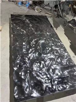 Water Ripple Finish Angola Black Granite Slabs