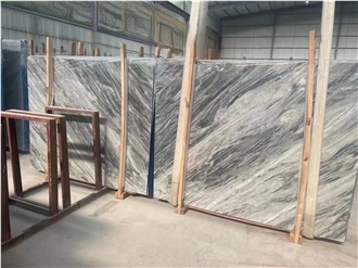 Polished Bookmatched Florence Grey Marble Slabs For Walls