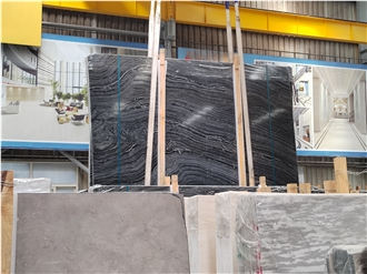 Polished Chinese Black Wooden Marble Slabs For Walls