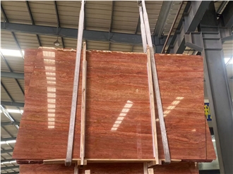 Polished Iran Red Travertine Slabs For Walls And Floors