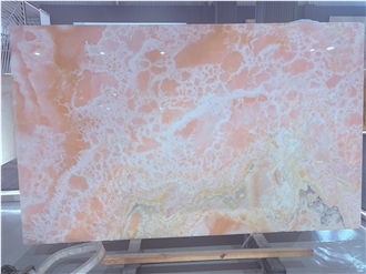 Polished Light Pink Onyx Slabs For Walls And Floors