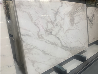 Polished Namibia Etosha White Marble Slabs For Floors